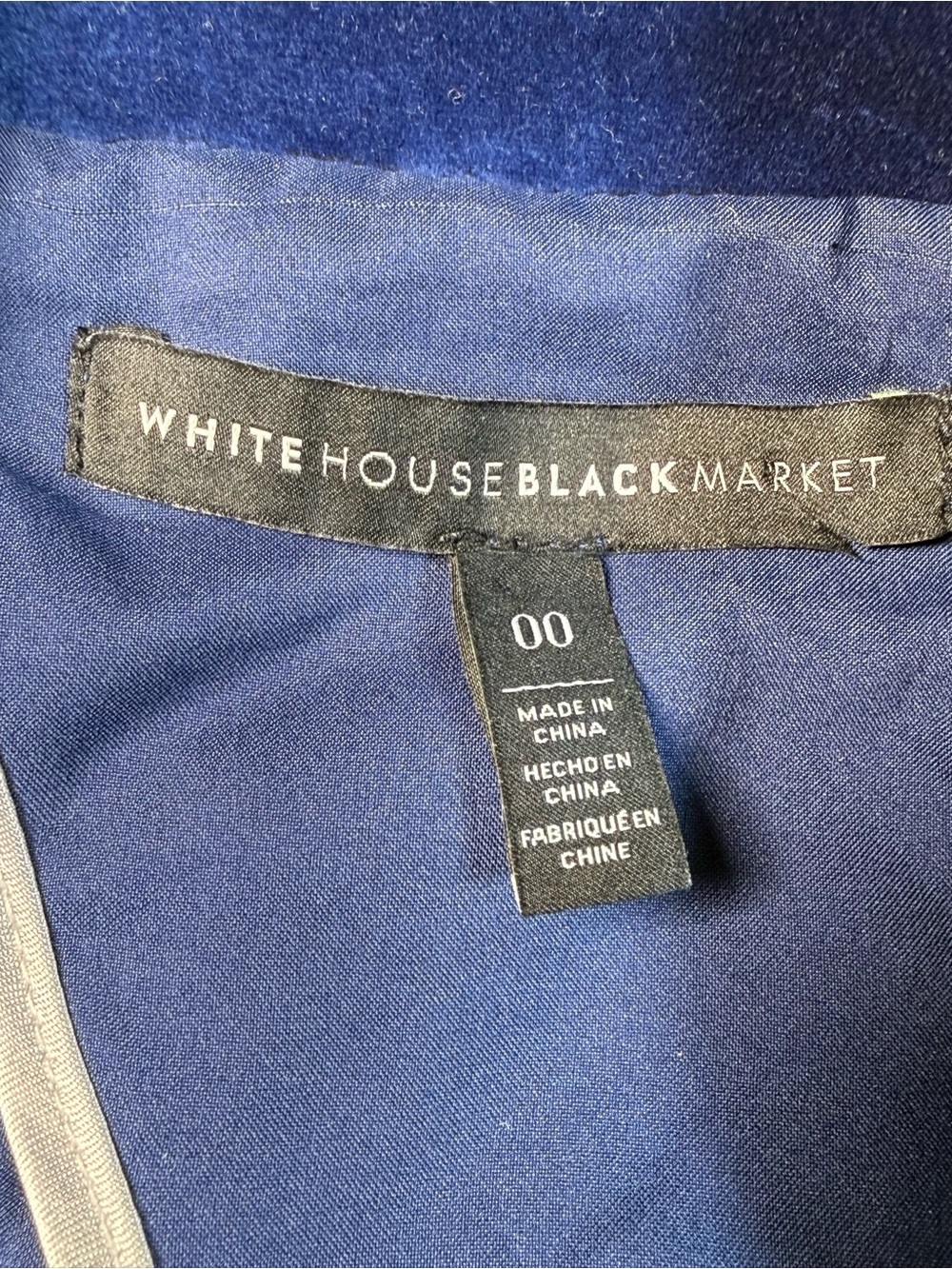 WHBM White House Black Market Navy Blue Velvet Blazer Gold Button Jacket Size 00 - Picture 7 of 13